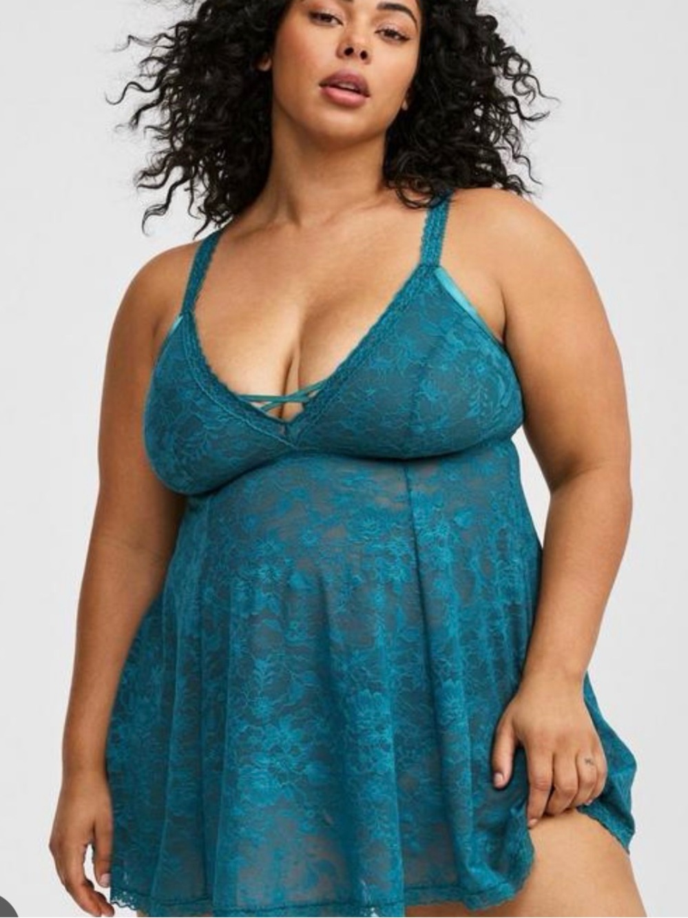 Torrid Teal Lace Babydoll Chemise Sleep Dress - Women